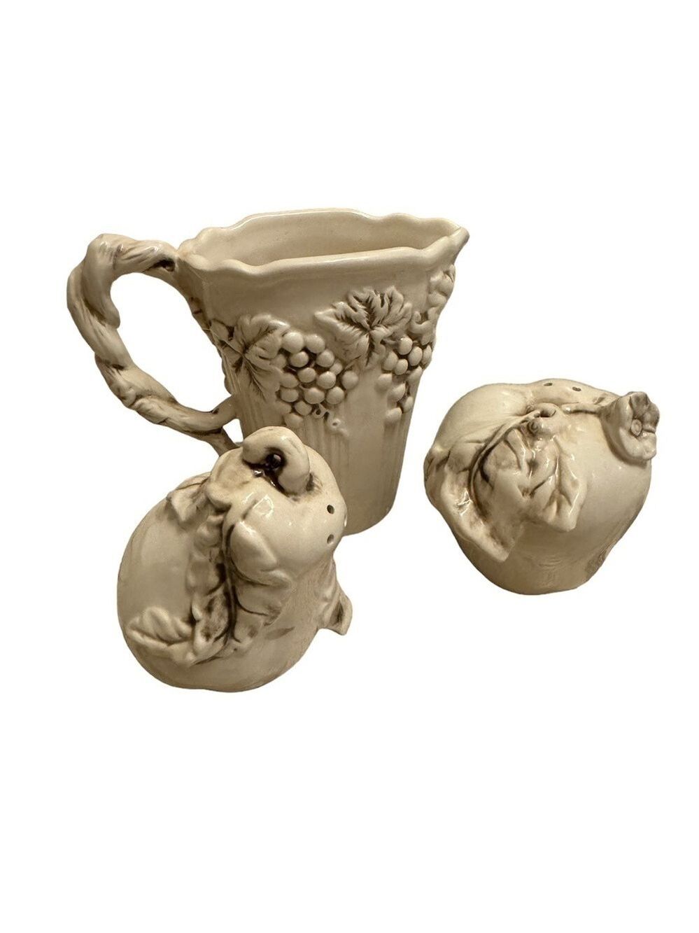 Bella Casa Ganz Grape Vine Salt and Pepper Shakers Cream Dispenser